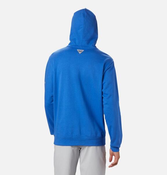 Columbia PFG Triangle Hoodies Blue White For Men's NZ35281 New Zealand